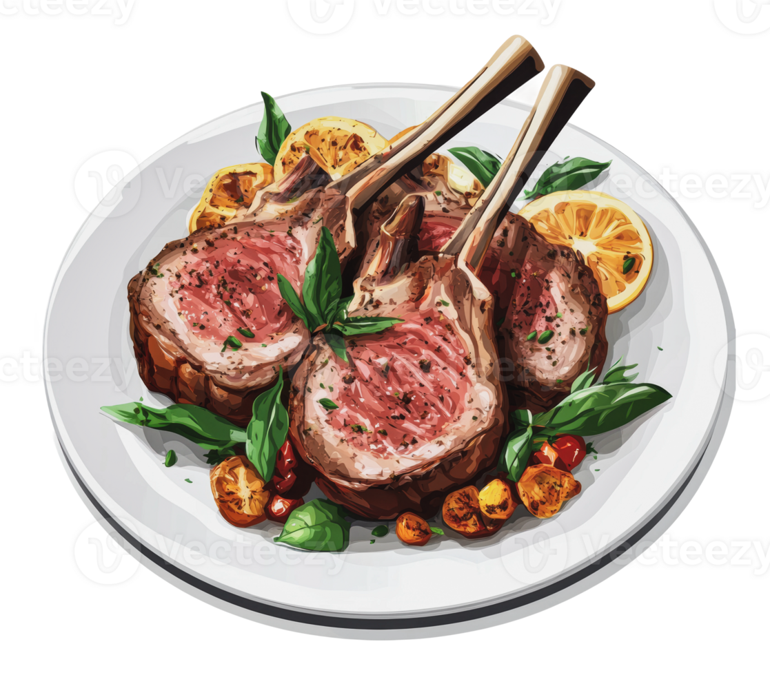 Lamb chops with roasted veggies png