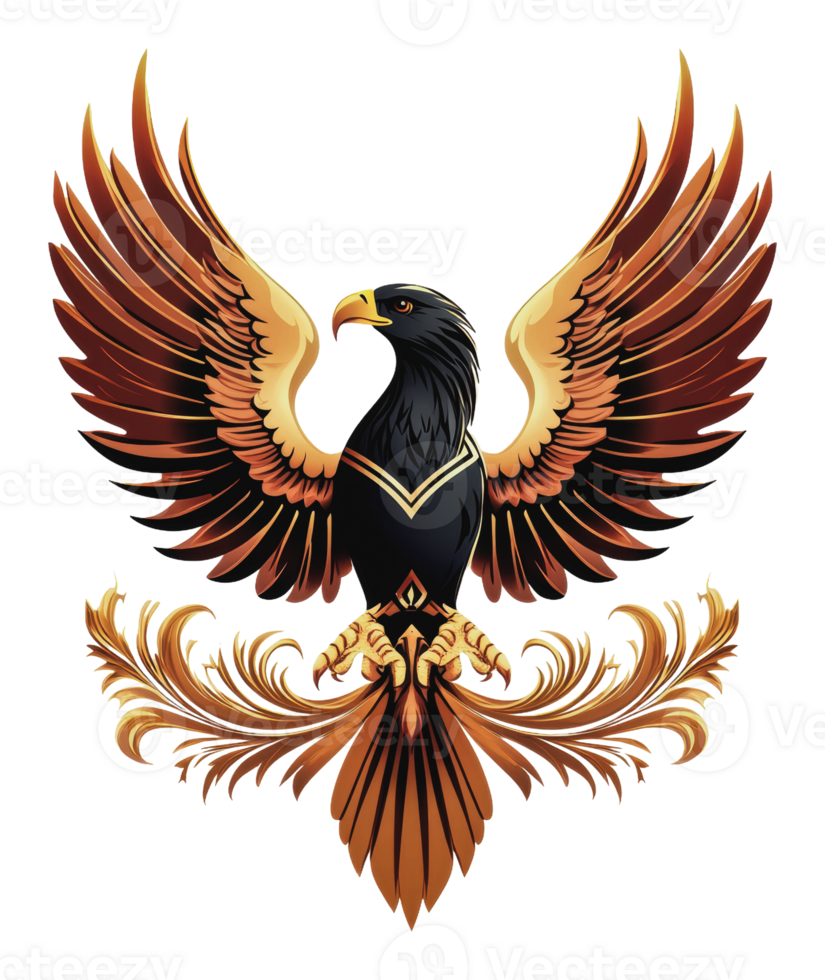 Graceful eagle design with ornate golden accents png