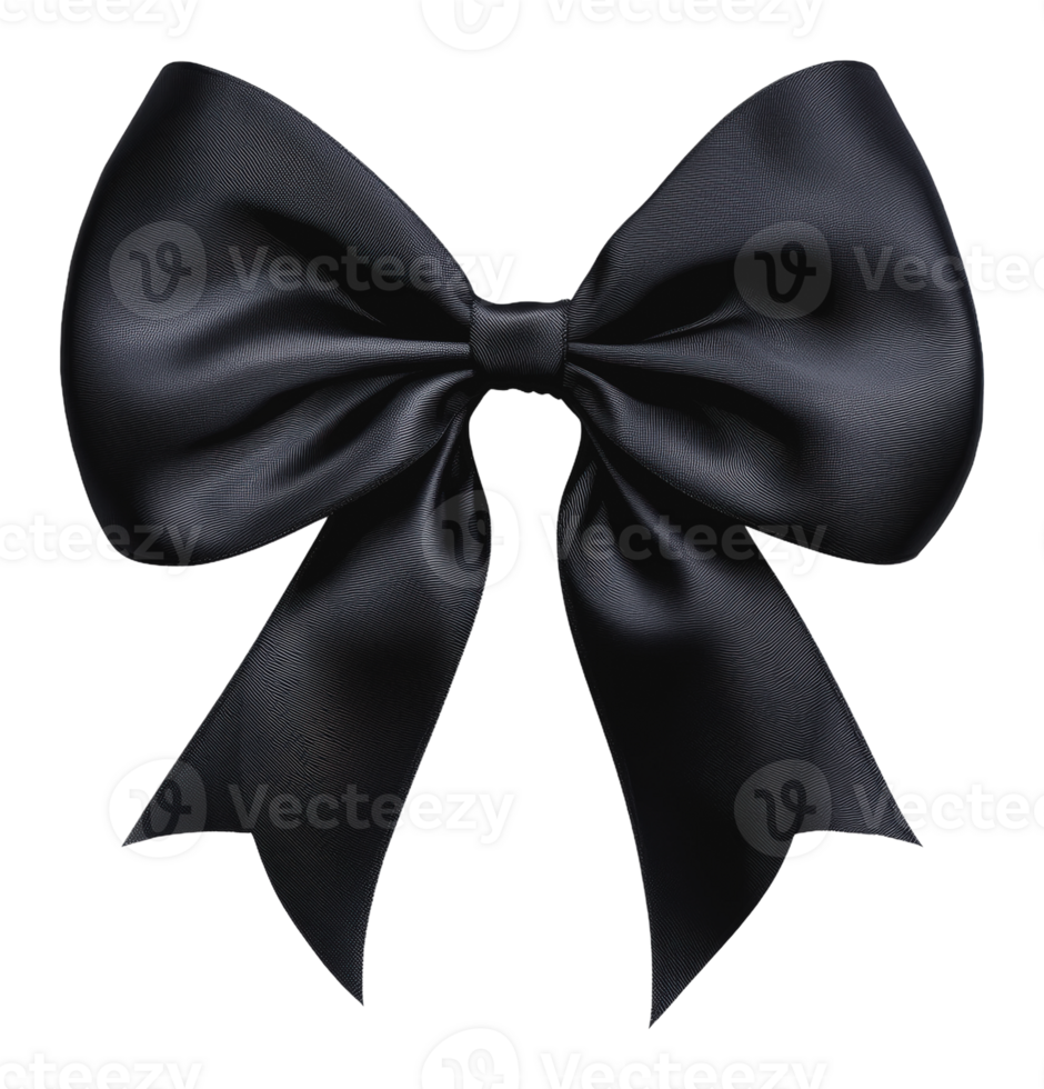 élégant noir satin arc pour cadeau emballage png
