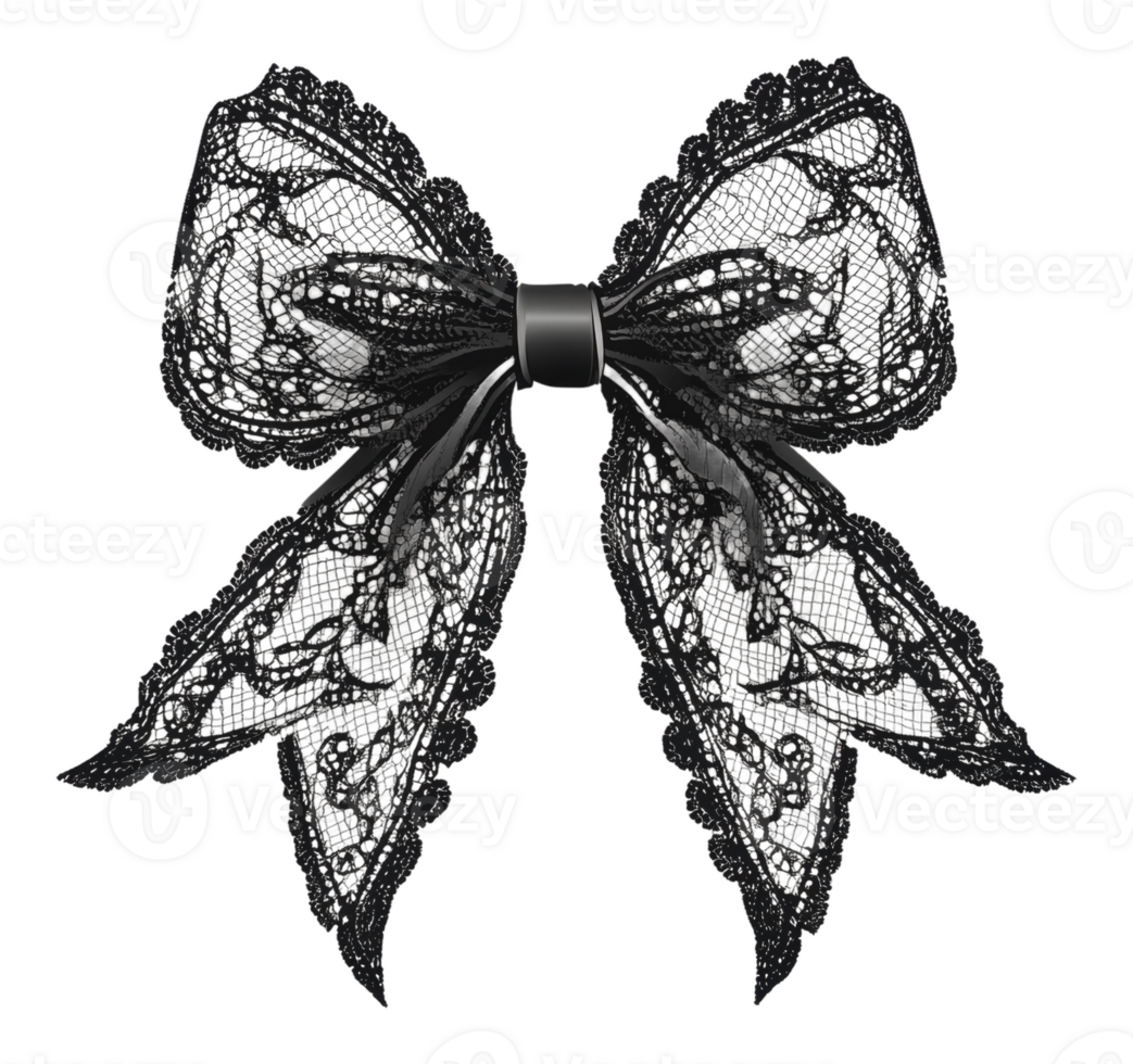 elegant zwart kant boog met ingewikkeld detaillering png
