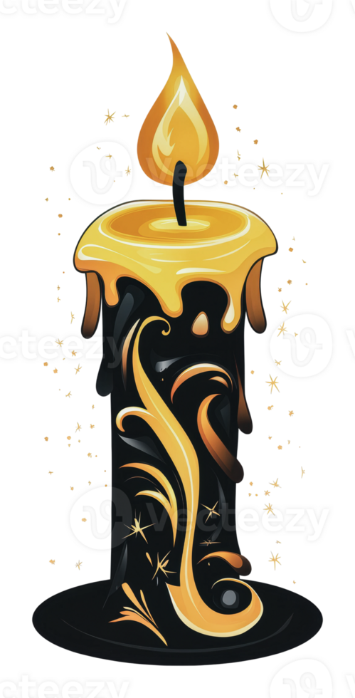 A decorative candle glowing brightly at night png