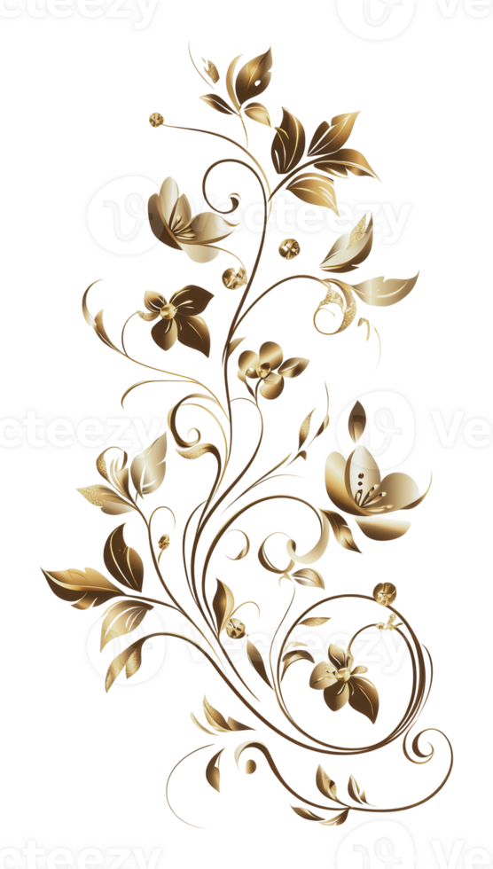 Elegant gold floral design with intricate details png