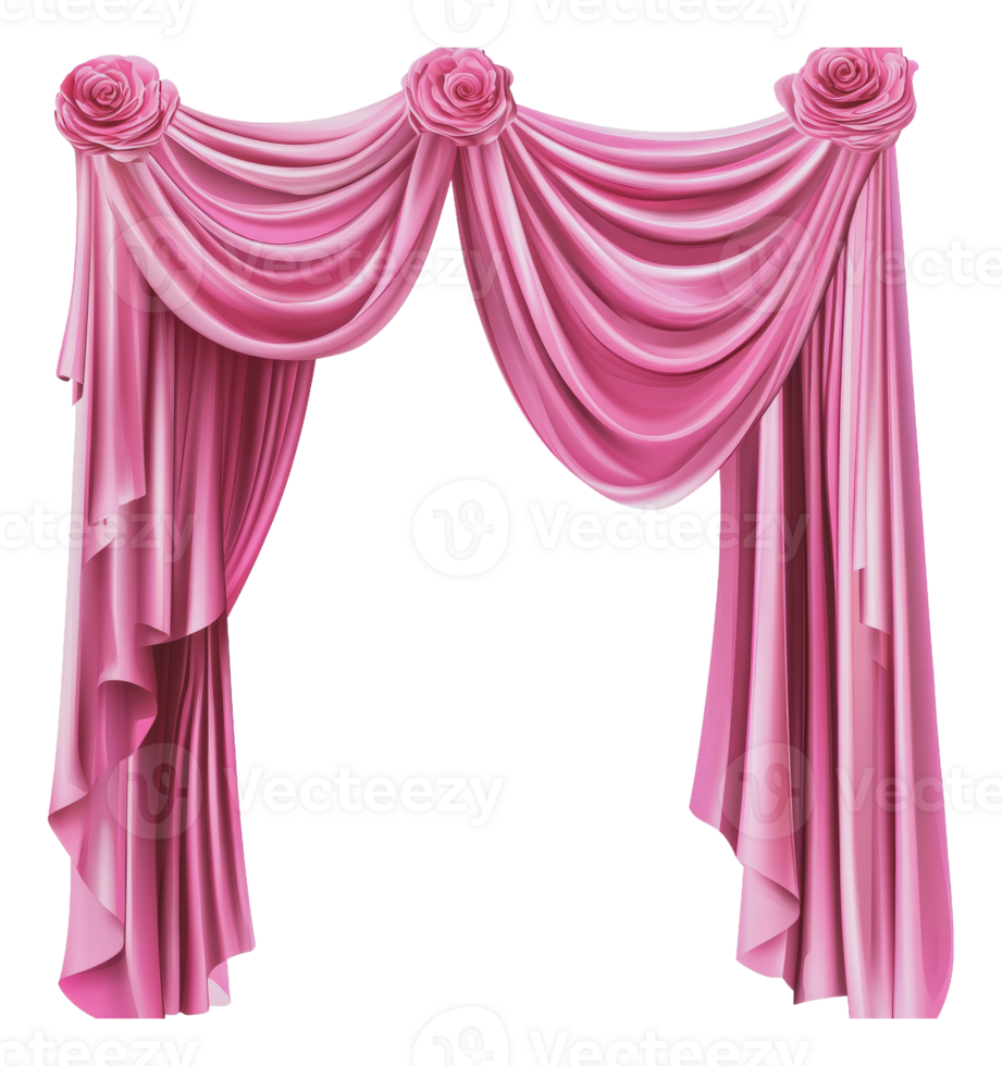Elegant pink drapes with floral accents for events png