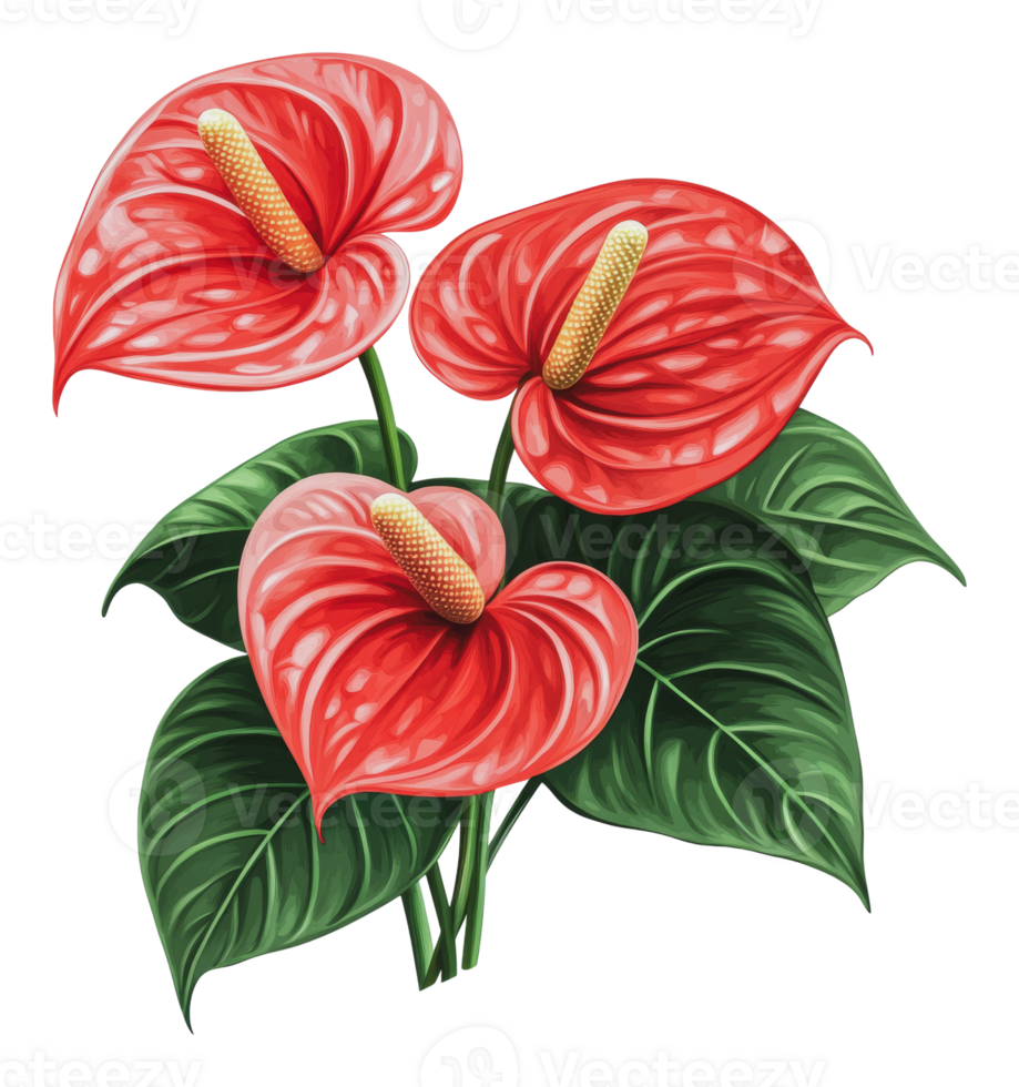 Beautiful red anthurium flowers in vibrant display png