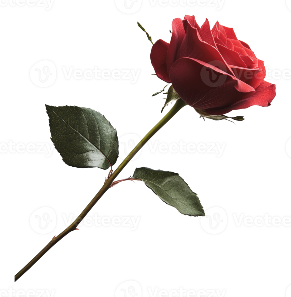 vermelho rosa com verde folhas em branco fundo png
