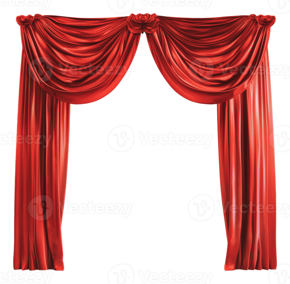 Elegant red drapery curtain set for special events png