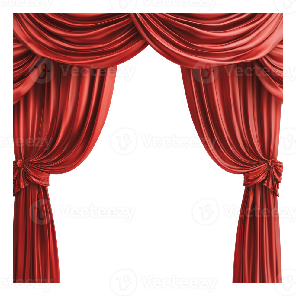 Elegant red curtains draping a theater stage png