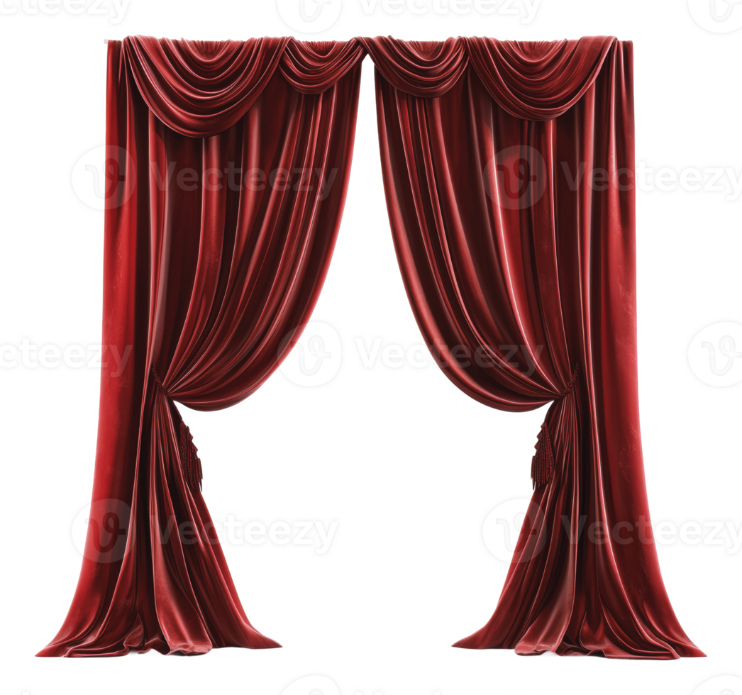 Elegant red velvet drapes for theater stage decor png