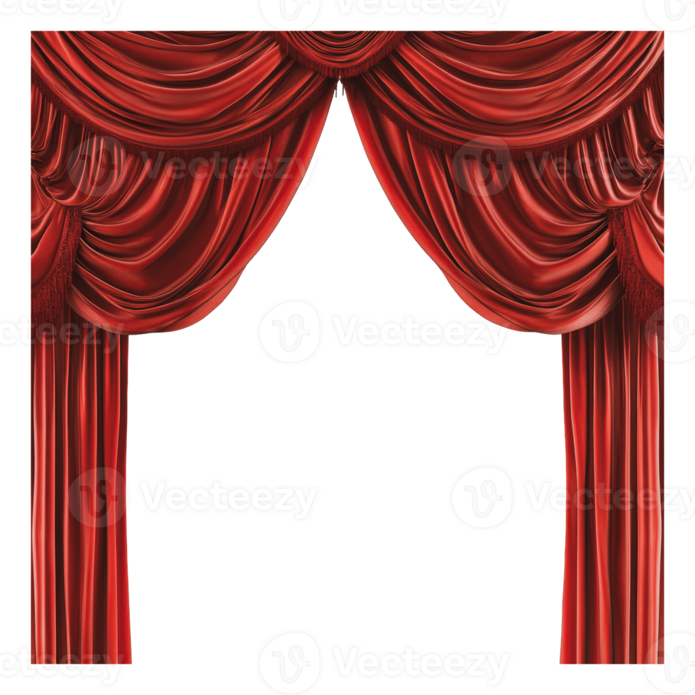 Red velvet curtains frame the stage png