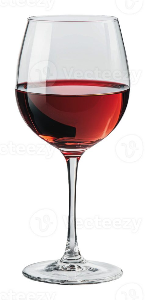 Elegant red wine served in a crystal glass png