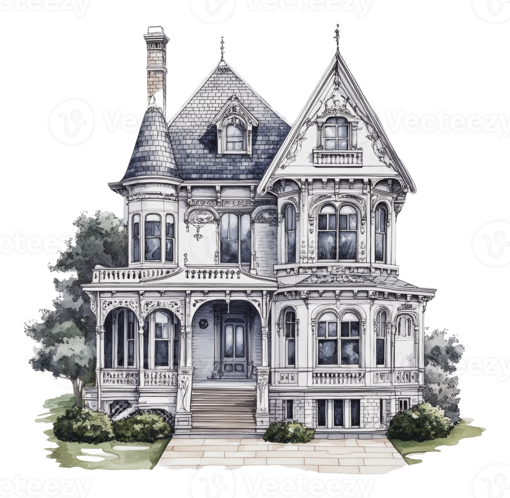 Charming Victorian house with elegance png