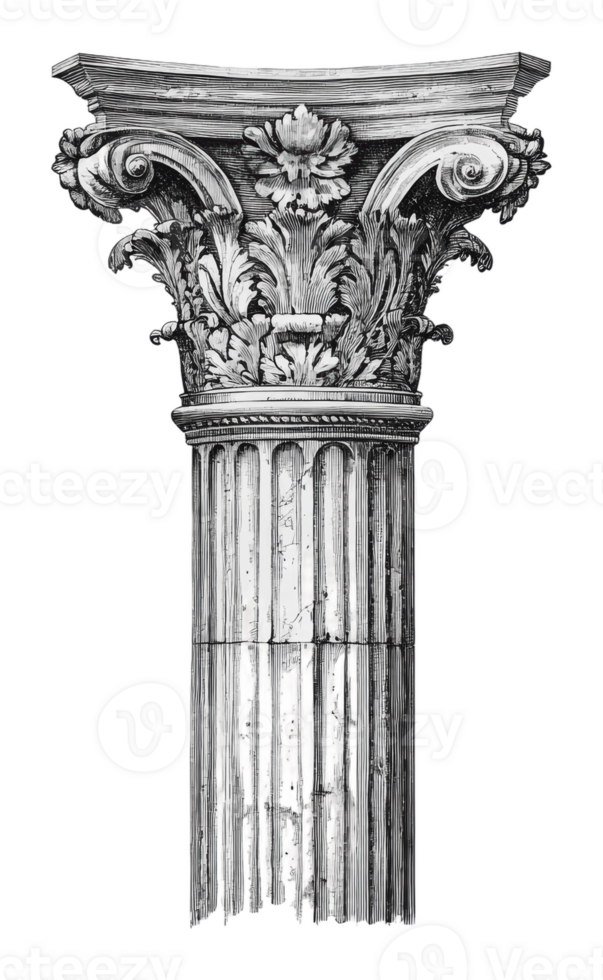 Corinthian column design illustration png