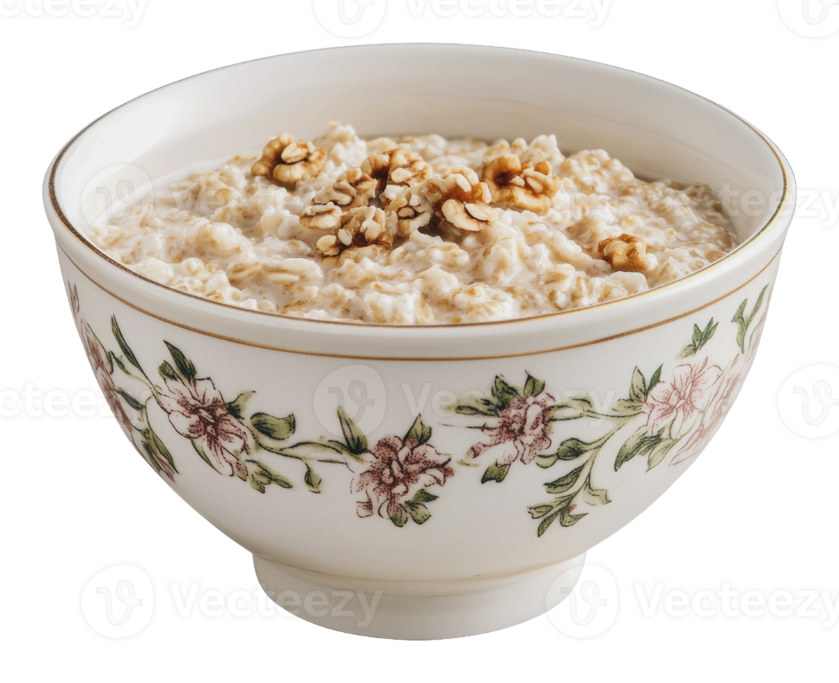 Oatmeal with walnuts for breakfast png