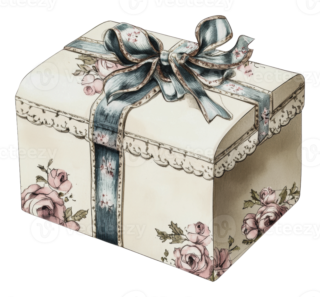 Beautifully designed gift box with floral patterns png