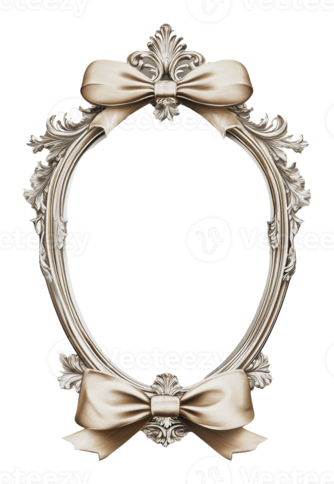 Vintage frame with bows and swirls png