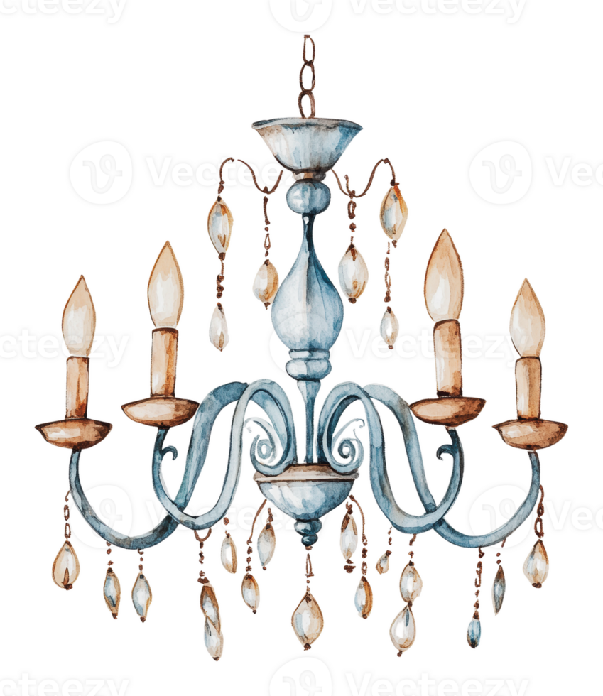 Chic chandelier with candles and crystals png