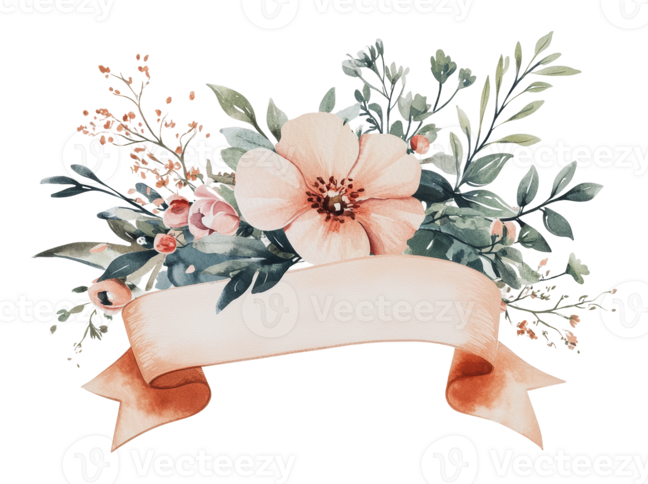 Floral design with customizable banner png