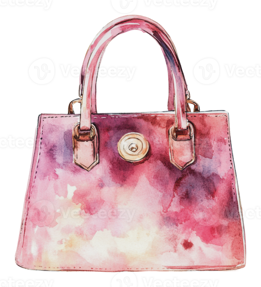 Elegant pink watercolor handbag with simple design png