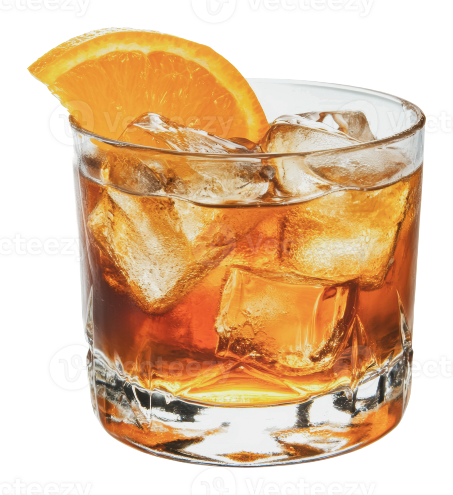 Citrus whiskey cocktail with orange slice png