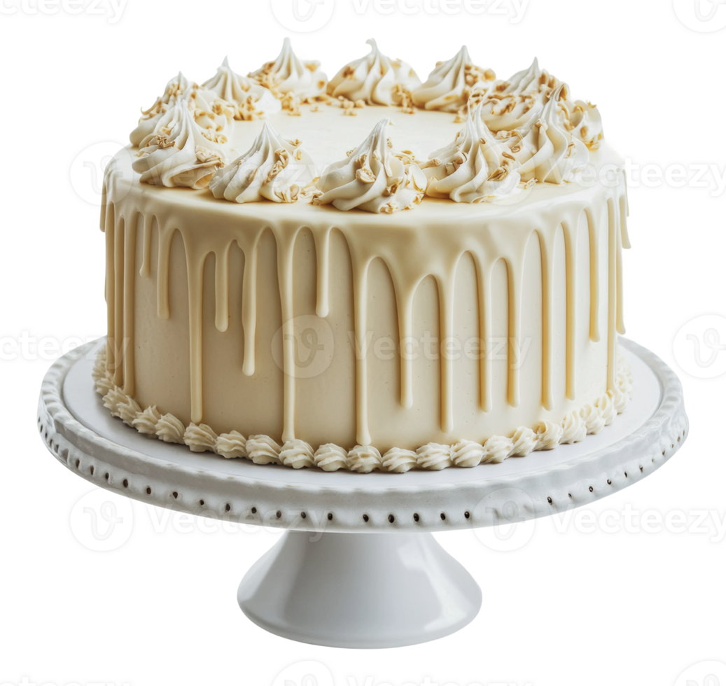 Decorative cream cake with elegant frosting png