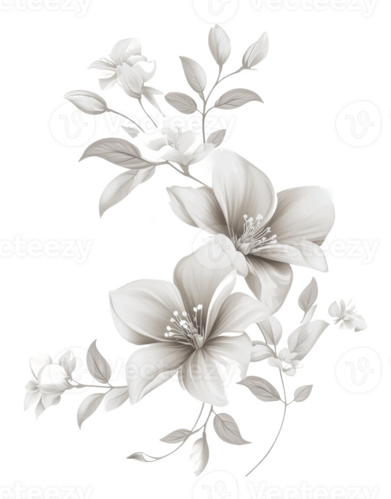 Elegant floral design with white flowers png