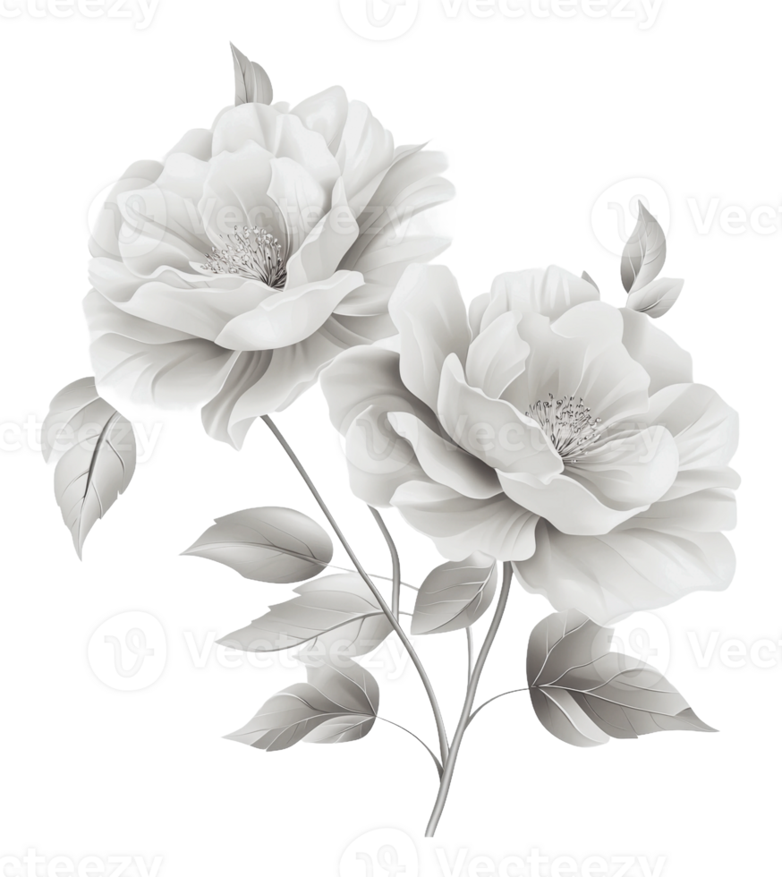 Soft light on white roses and leaves png