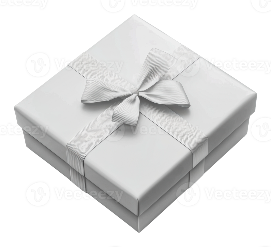 Elegant white gift box with ribbon png