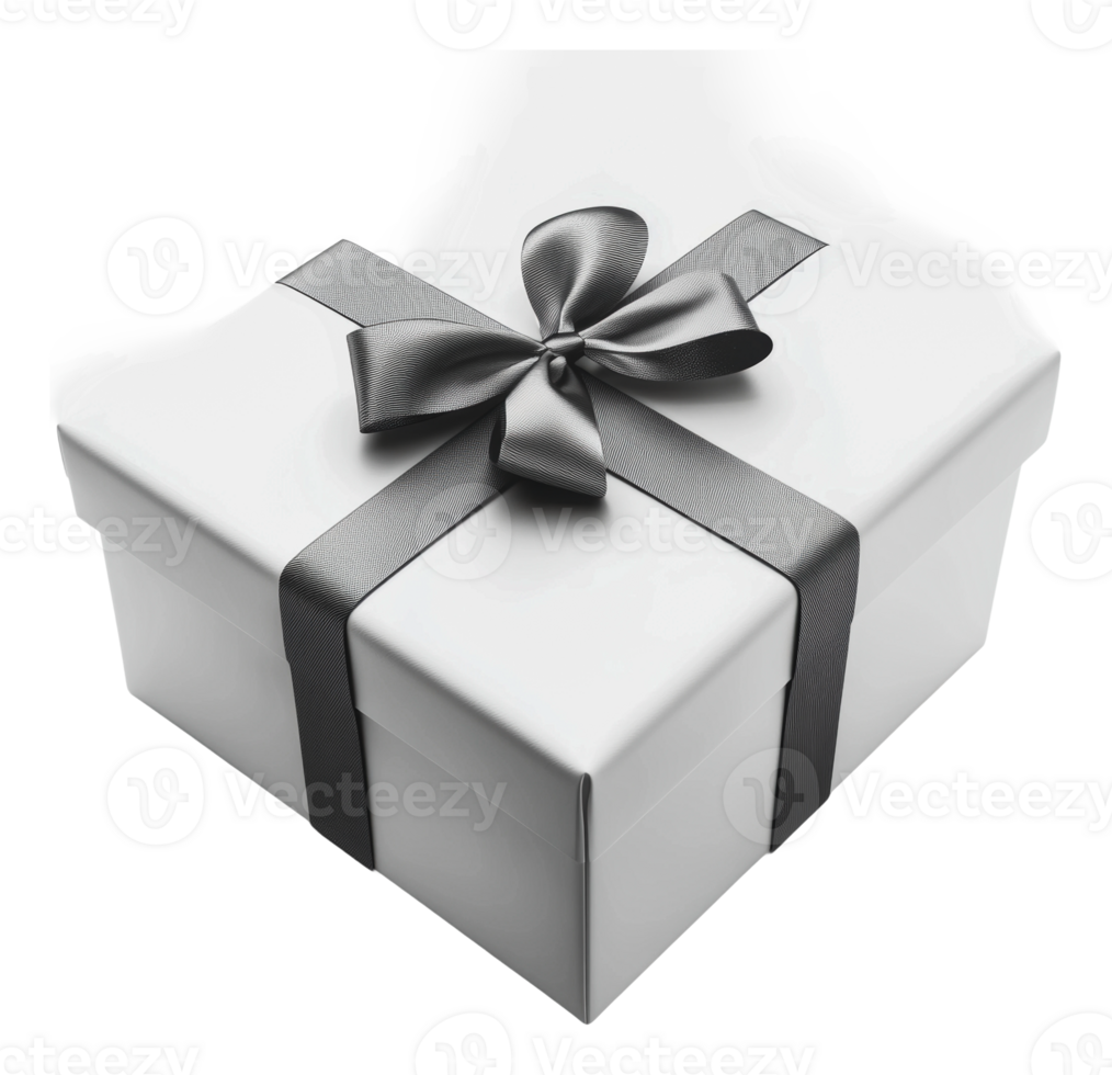 White gift box with black ribbon png