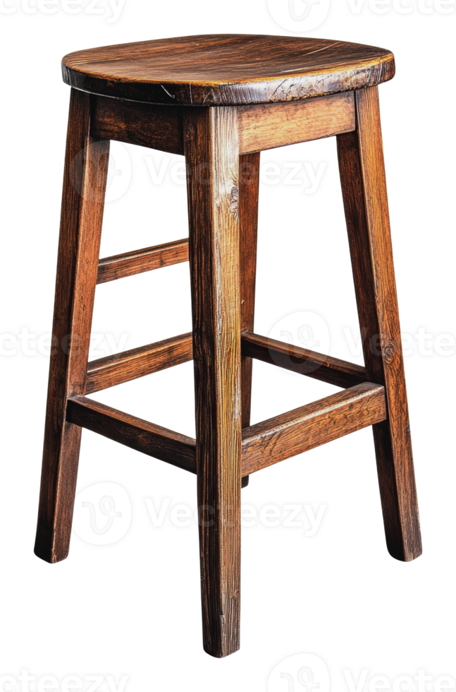 Natural finish wooden stool in studio png