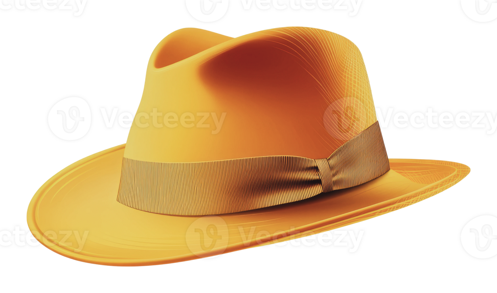 Bright yellow hat with a stylish ribbon design png