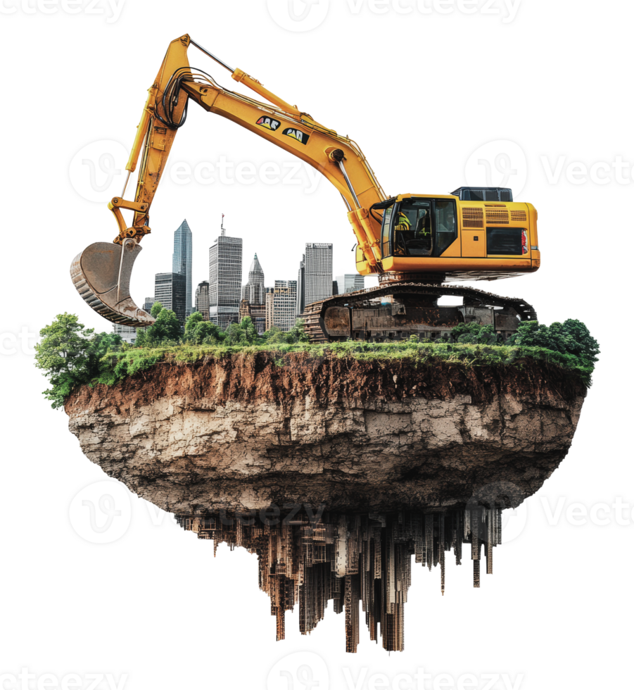 Machinery builds a floating city png