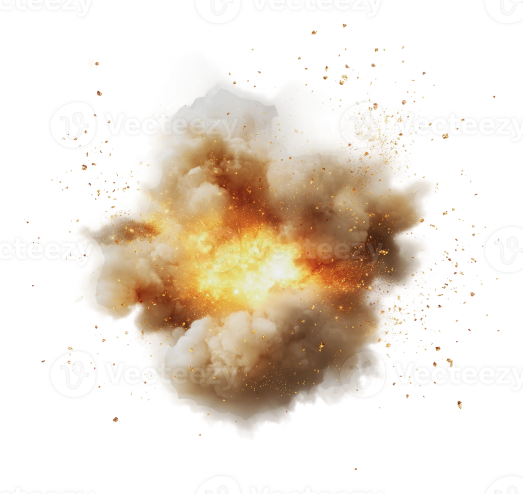 Large explosion with smoke and fire in the sky png