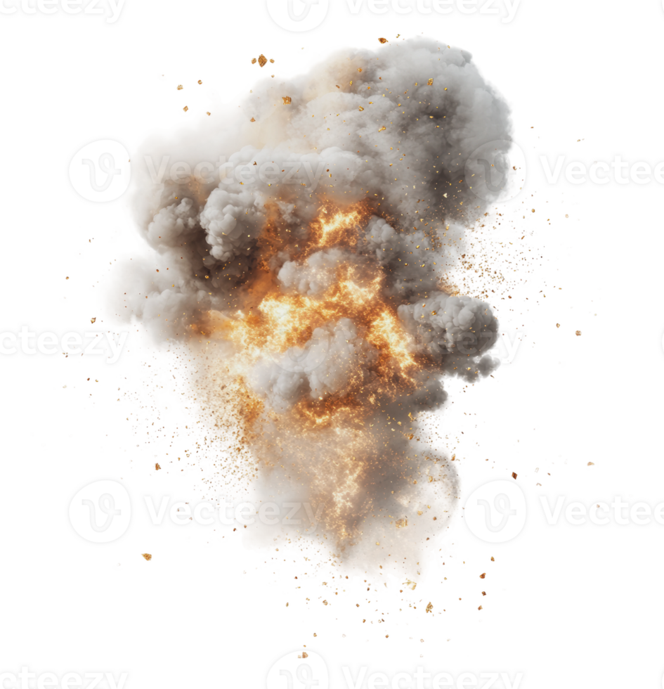 Explosion with smoke and debris png