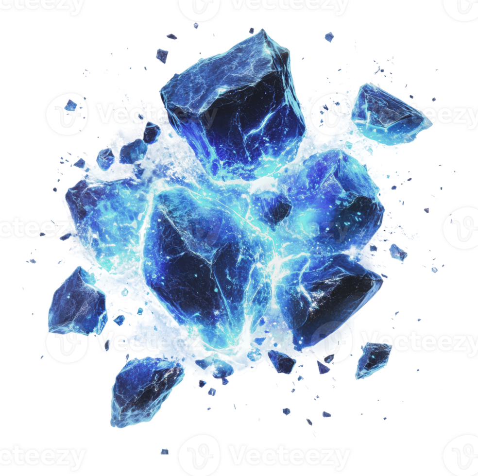 Glowing shards of blue crystal png