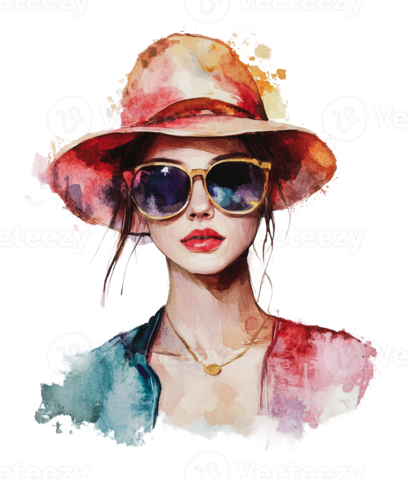 Woman in sun hat enjoys summer vibes png