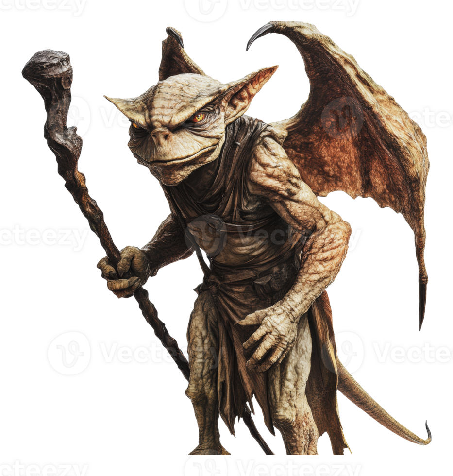 Magical being with a staff in fantasy png