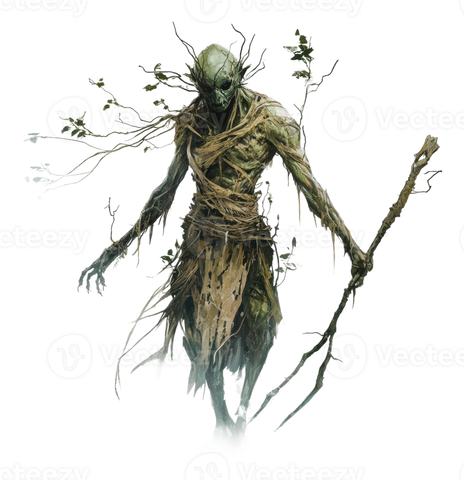Mysterious forest creature standing tall by trees png