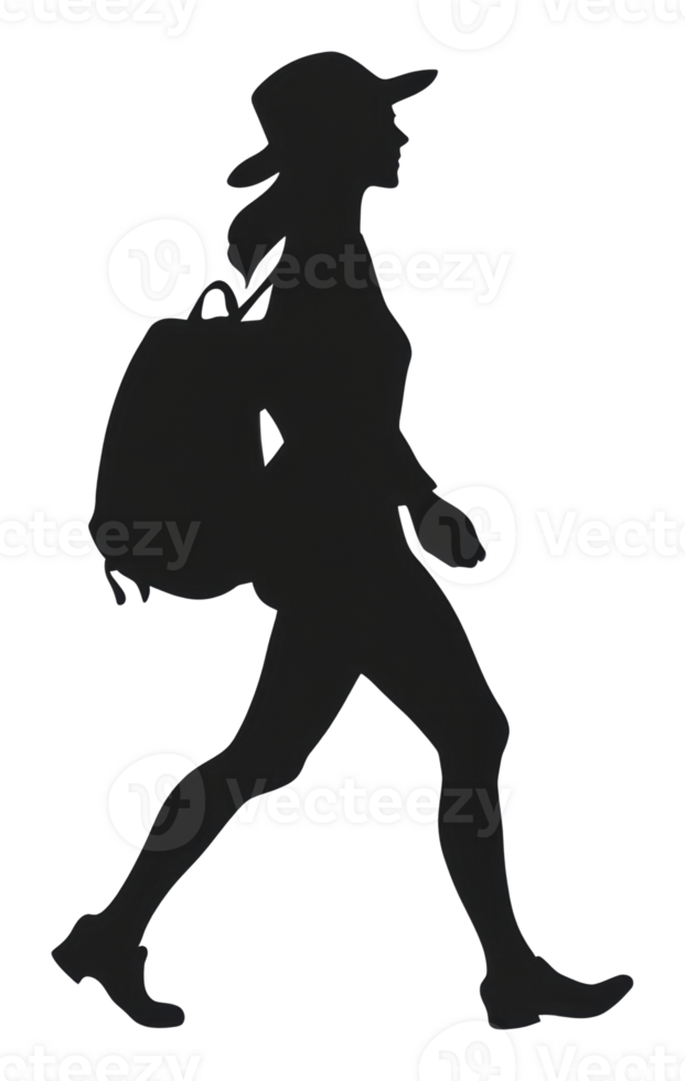 Hiker with backpack in sunny nature png