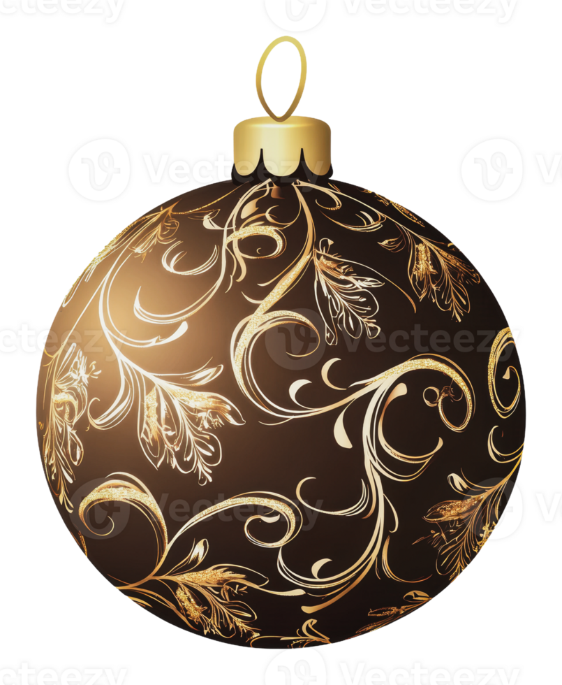 Elegant black and gold Christmas ornament design png