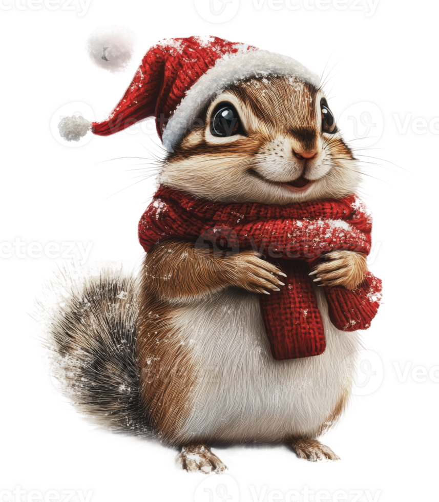 Squirrel dressed in festive winter attire smiling png