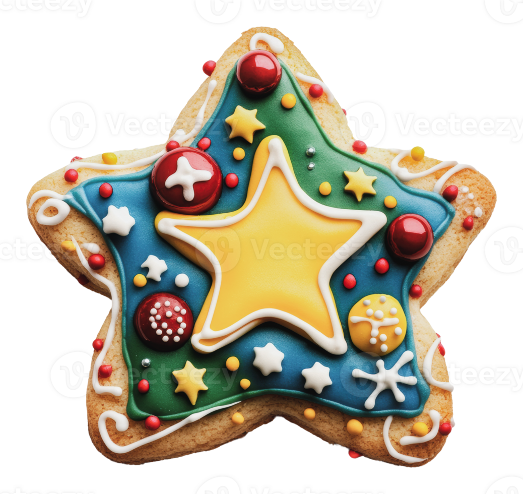 Festive star-shaped cookie decoration png