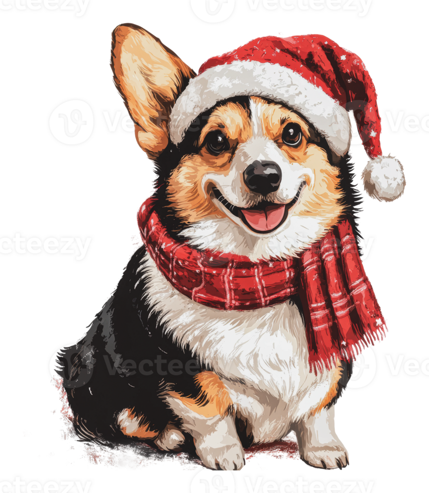 Corgi wearing festive accessories for the holidays png