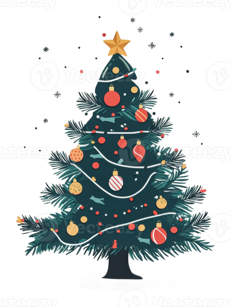 Christmas tree decorated with colorful ornaments png