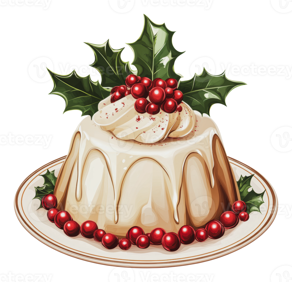 Delicious holiday dessert with festive decorations png