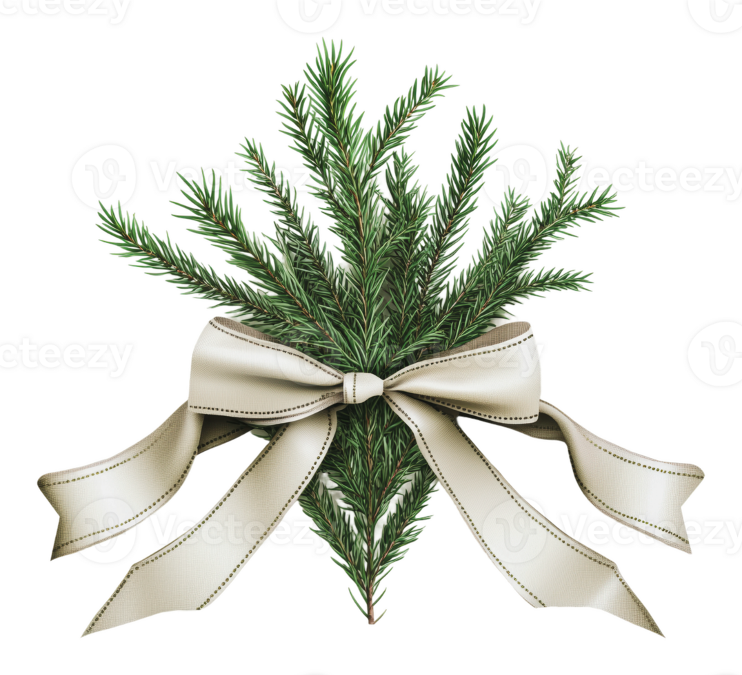 Holiday greenery with ribbon for festive decor png