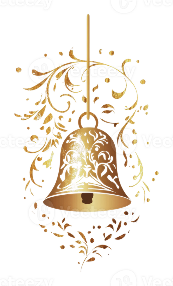 Floral-patterned golden hanging bell png