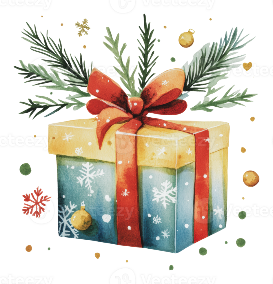 Festive winter gift box png