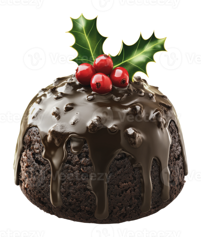 Festive chocolate dessert with holiday decorations png