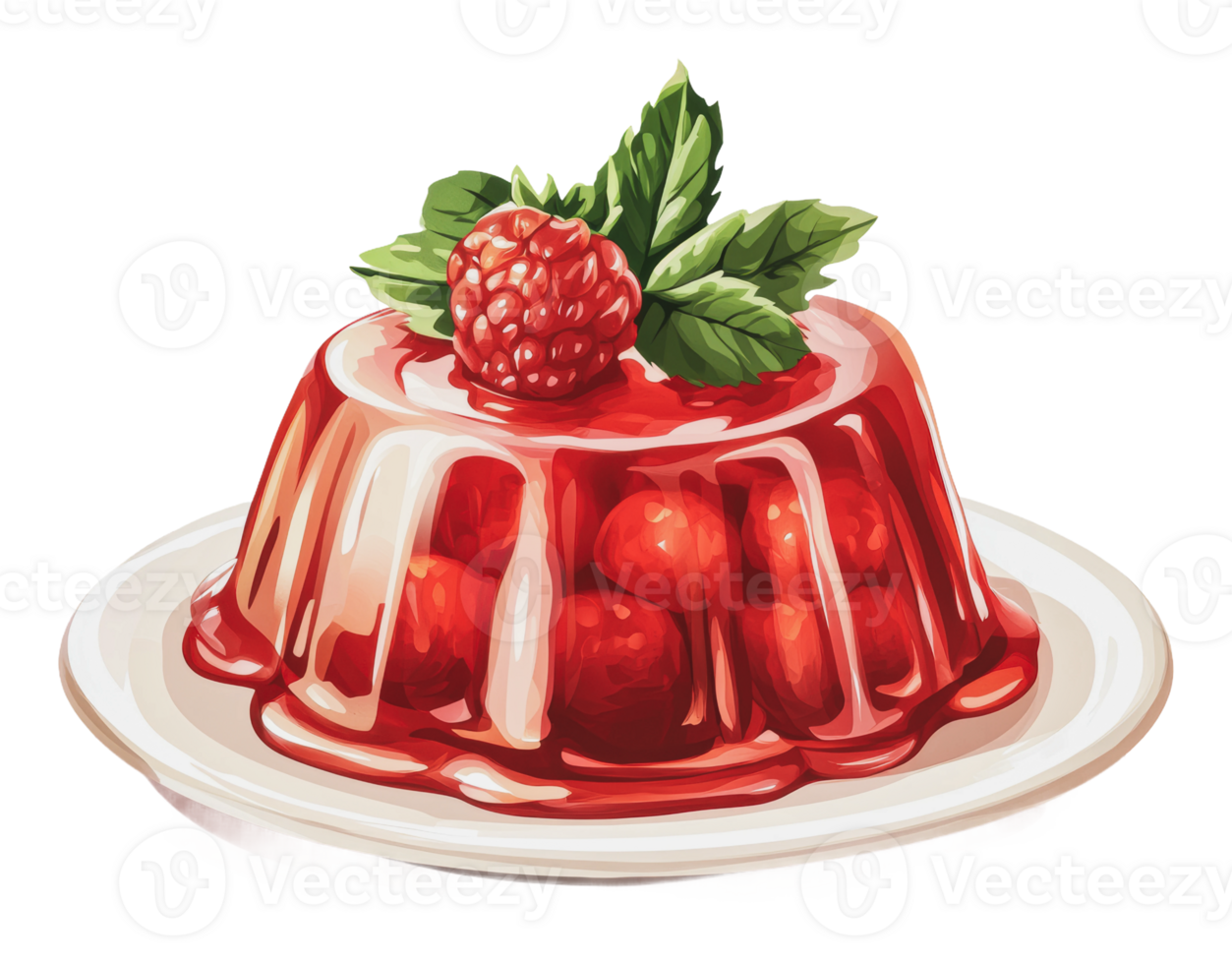 Delicious raspberry jelly served on a plate png