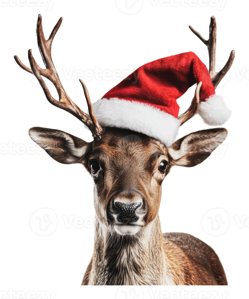 Reindeer in a festive Santa hat png